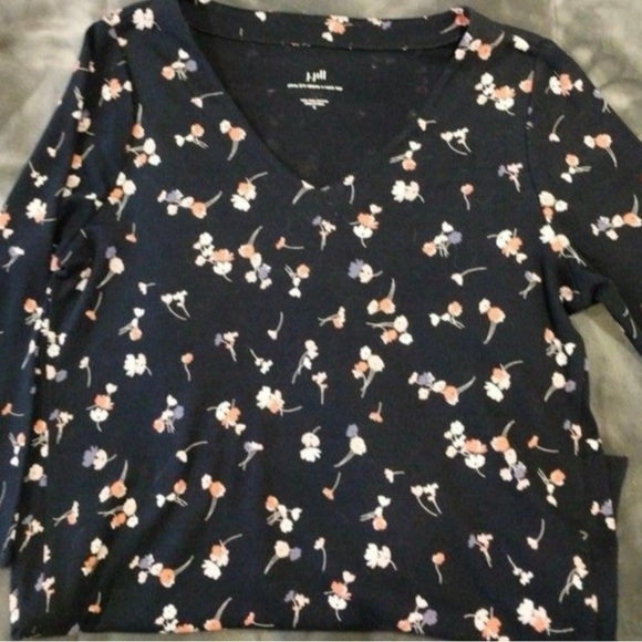 J. Jill Tops - J. Jill Women’s Pima 3/4-Sleeve V-Neck Top Size Small